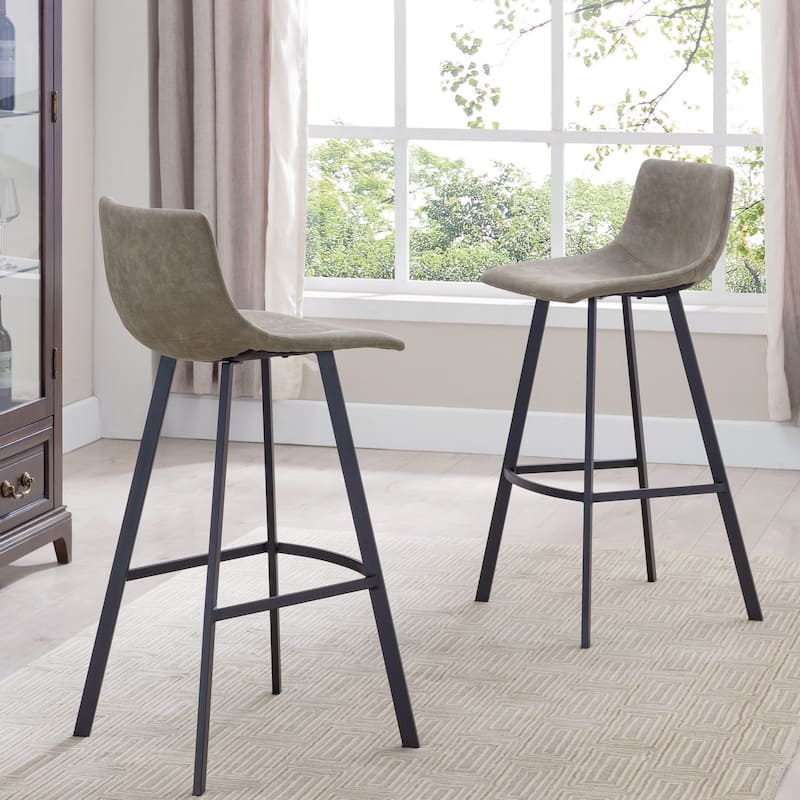Leick Home Upholstered Steel Base Microfiber Bar Stool Set of 2 - N/A