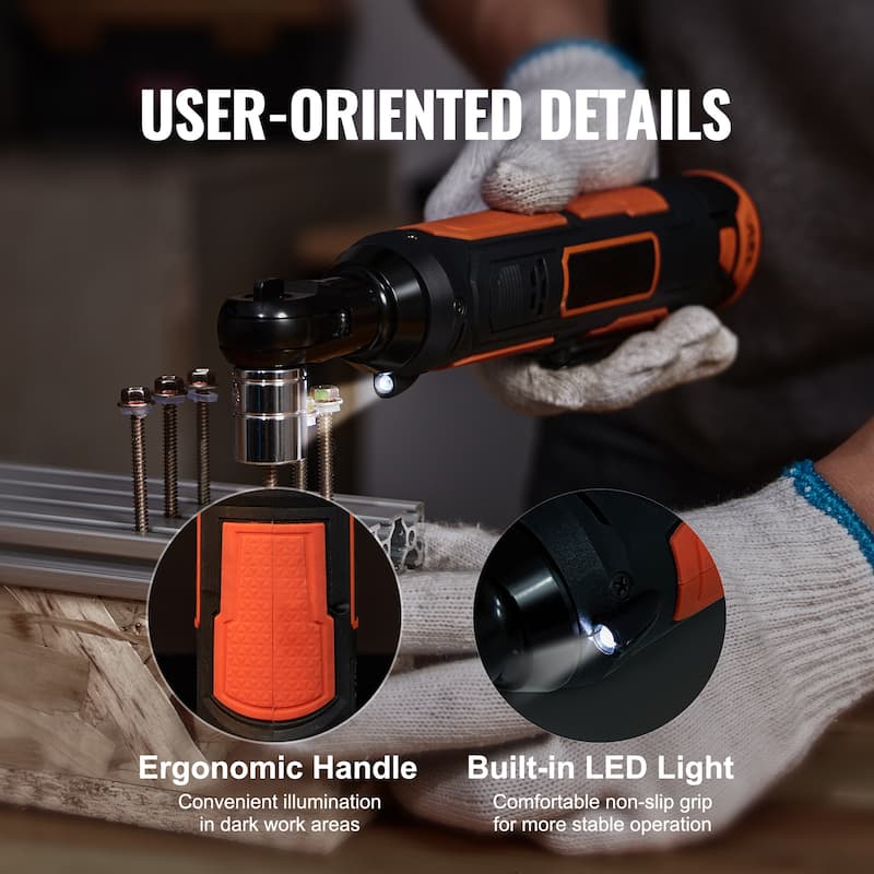 UIMOSO 3/8" Cordless Electric Ratchet Wrench Set, 12V 33 Ft-lbs Power Ratchet Tool Kit, 45-Min Fast Charge