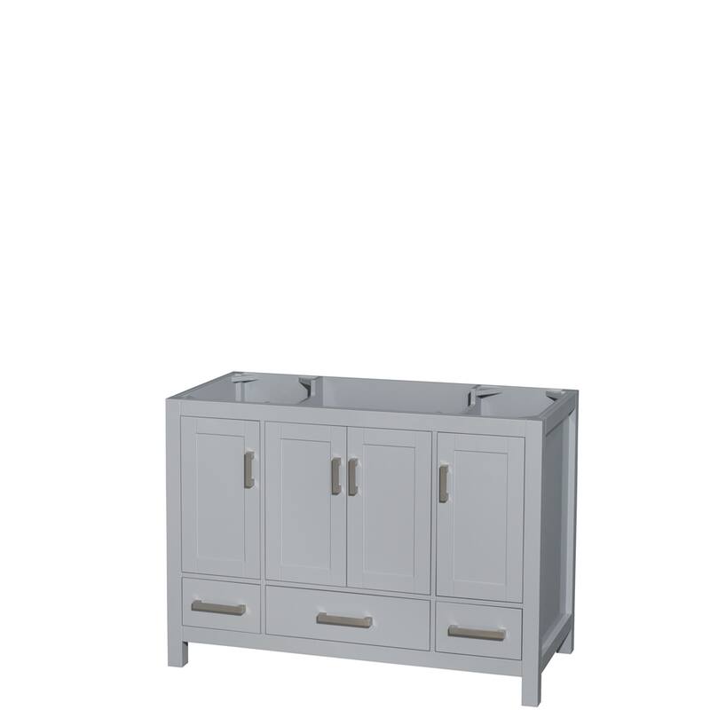 Wyndham Collection Sheffield Single Vanity Cabinet - 48-Inch Single - Gray, No Top, Chrome Trim