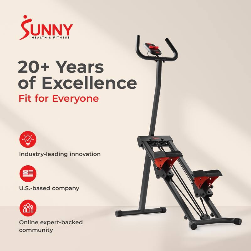 Sunny Health & Fitness Smart Foldable Stair Climber with Resistance Bands - SF-S025005