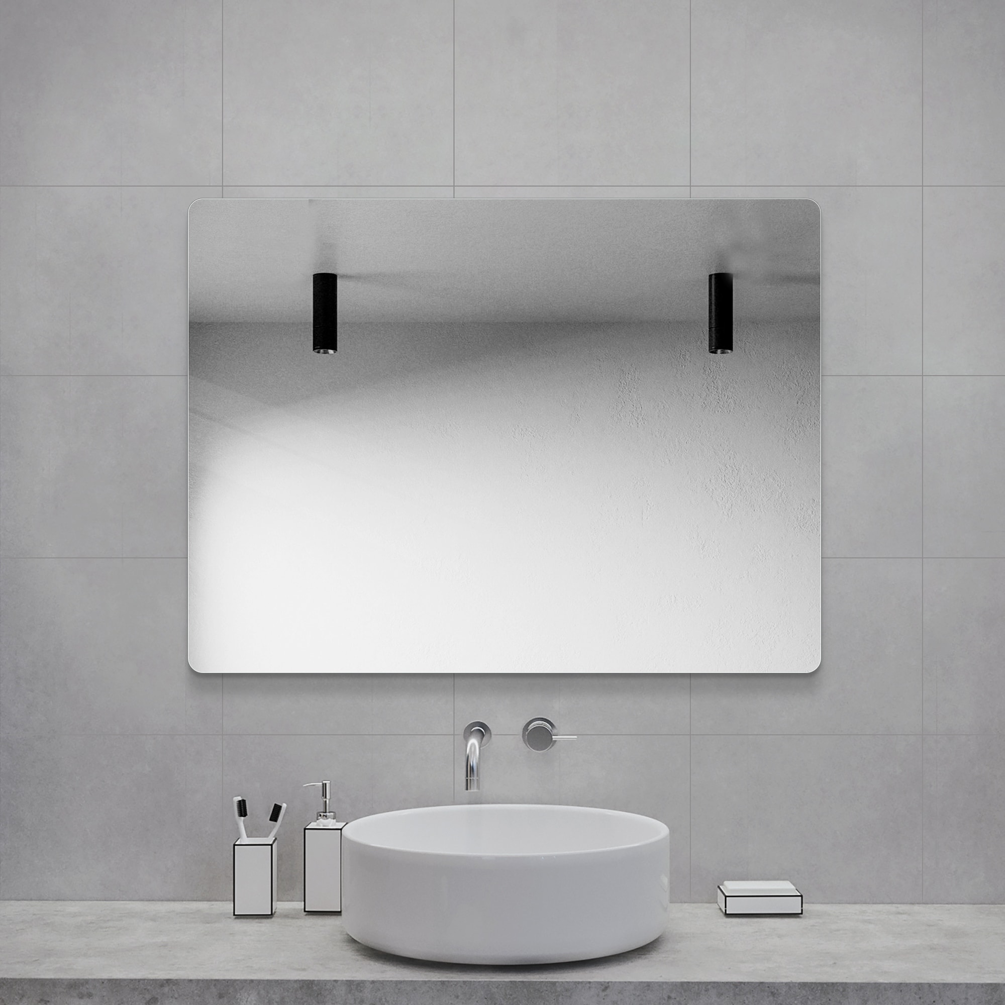 24x32" Wall Mounted Bathroom Shatterproof Frameless Mirror
