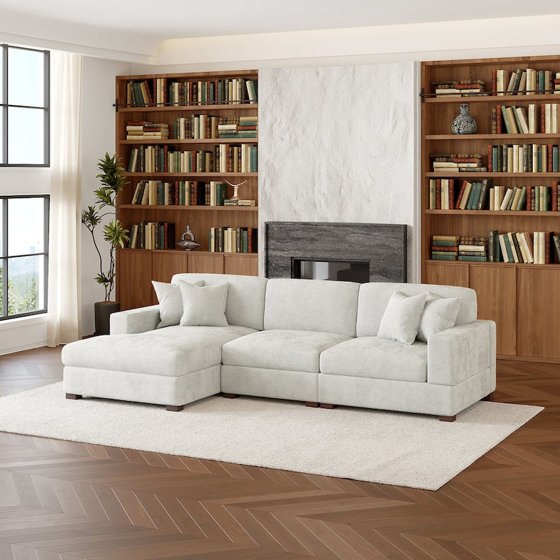 Modern Oversized Chenille Modular Sectional Sofa With Chaise