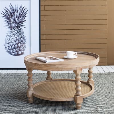 2-Tiered Side Tabel, Natural End Tabel for Lving Room Bedroom Entryway