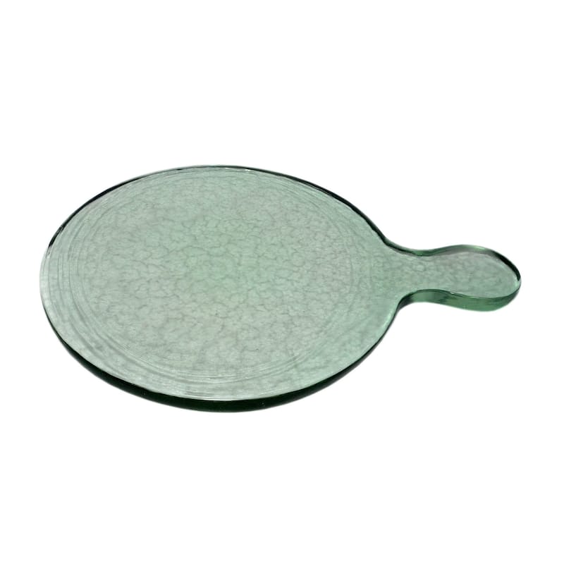 Small Round Recycled Glass Serving Board Dia 12" & W 9" - Green