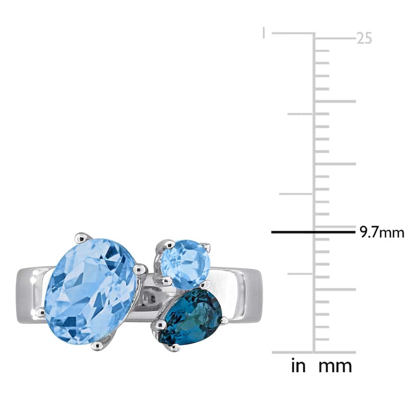 Miadora 3 1/3ct TGW Sky London Swiss Blue Topaz 3-Stone Open Ring in Sterling Silver