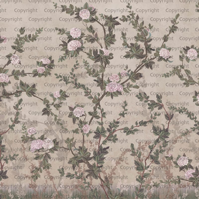 Midnight Rose Garden Vintage Charm Wallpaper Mural - Brown - W:204" x H:110"