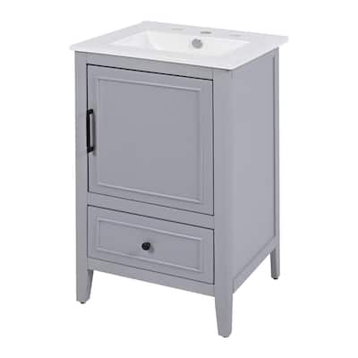 20" Bathroom Vanity with Sink Bathroom Cabinet with A Door Door Shelf Storage and Adiustable Foot Pads