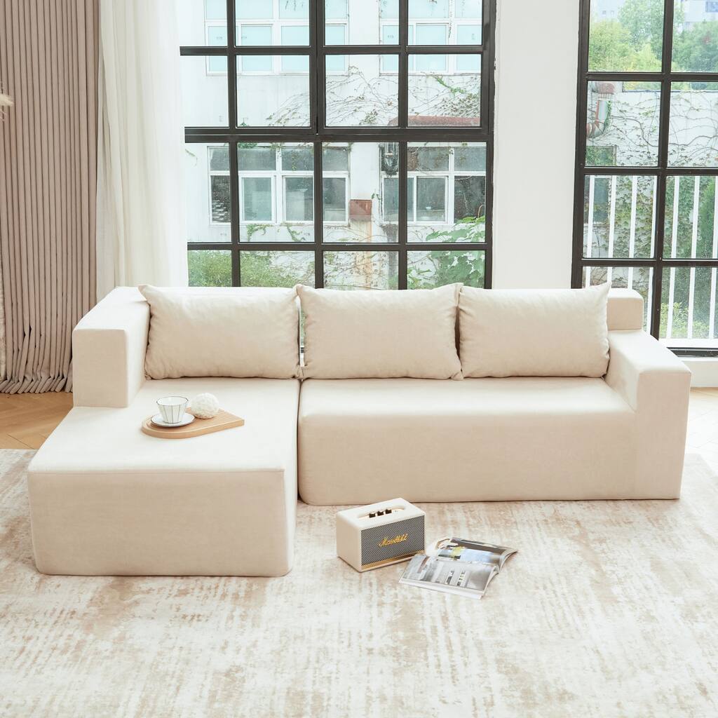 86.6" Cloud L-Shaped Modular Sectional Sofa, No Assembly
