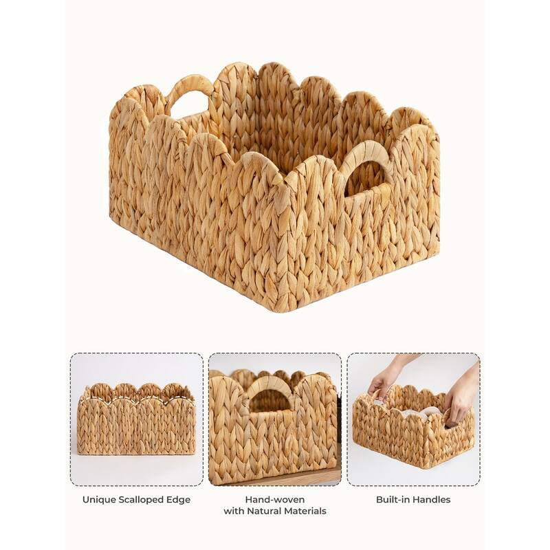 StorageWorks 2-pack Scalloped Edge Wicker Storage Baskets with Built-in Handles