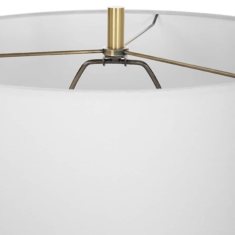 Beaded Marble Table Lamp with Tapered Shade - 31" - White