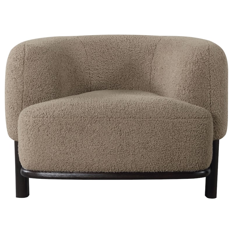 Linia, Accent Chair, Soft Cushioned Barrel Back, Brown, Black Wood