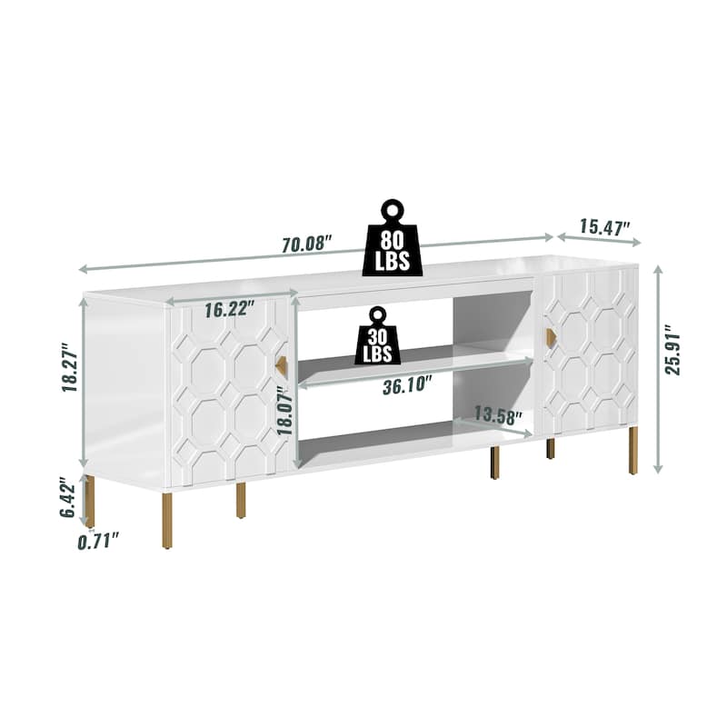 Clihome High Gloss Storage 70'' TV Stand