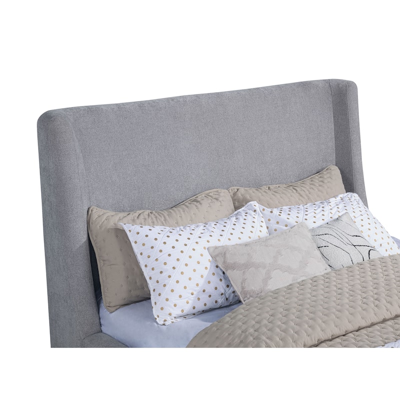 Rennes Upholstered Wingback Platform Bed Grey