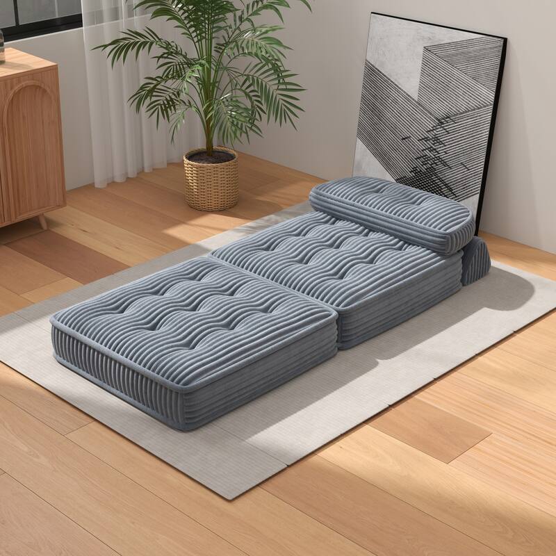 Folding Sofa Bed, Convertible Sleeper Chair with Pillow Foldable Mattress, Portable Fold Out Chair Bed Floor Sofa Lounge