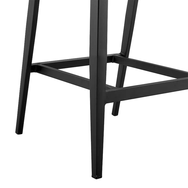 Aileen Outdoor Patio Counter Stool in Aluminum and Wicker with Grey Cushions
