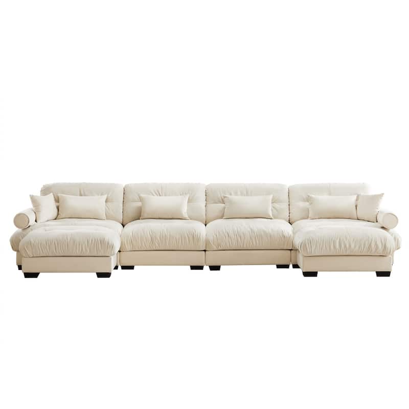 166" Modular U-shaped Sectional Sofa Cloud Couch with Movable Ottomans