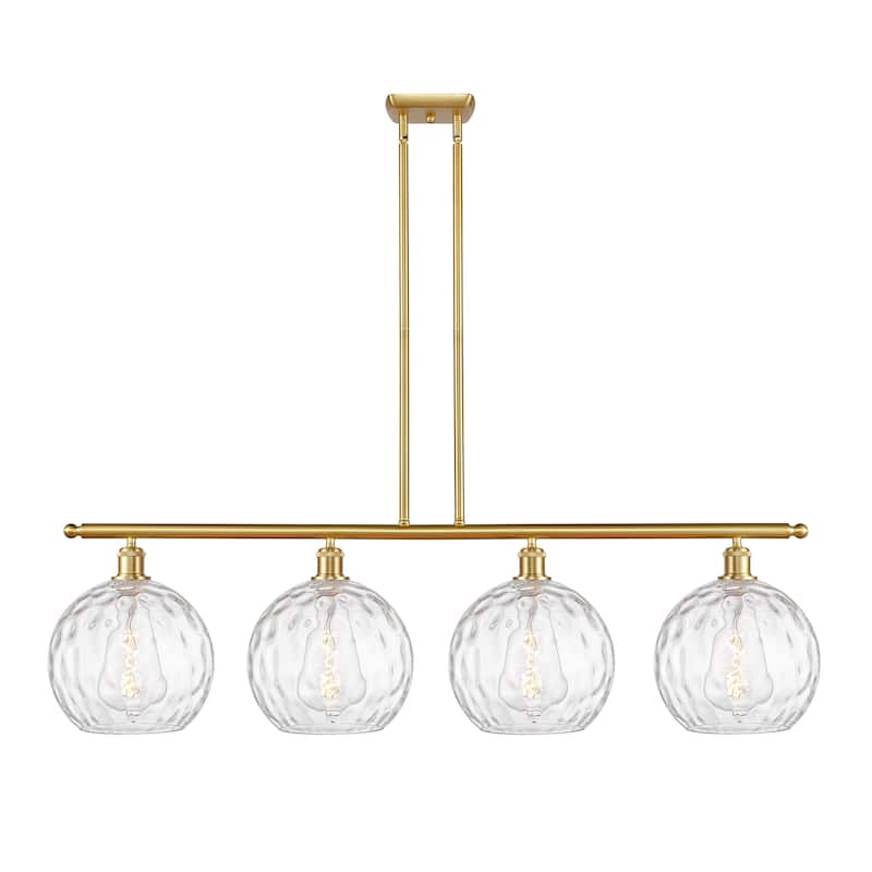 Innovations Lighting Athens Water Glass - 4 Light 48" Island Light - Clear Water Glass/Satin Gold