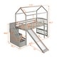 preview thumbnail 20 of 26, Twin Size Loft Bed with House Roof, Storage Steps, Slide, Ladder and Guardrails, Stairway Platform Bed for Kids Boys Girls