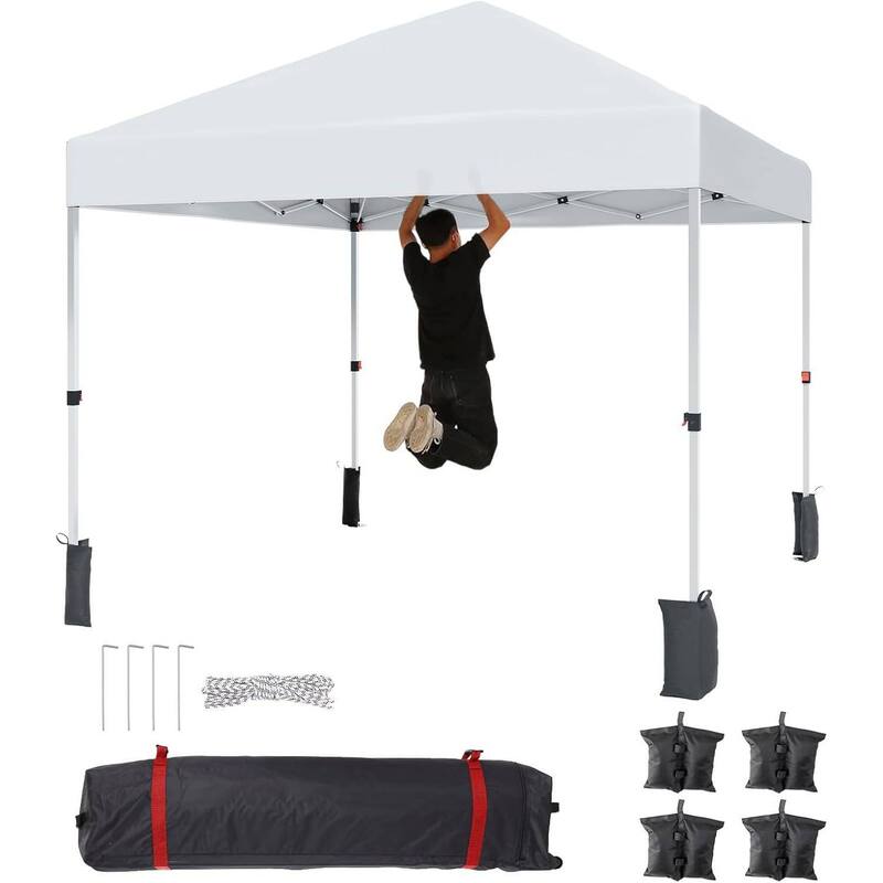 Outdoor Folding Portable Patio Shade, Pop Up Canopy Tent with 3 Adjustable Heights