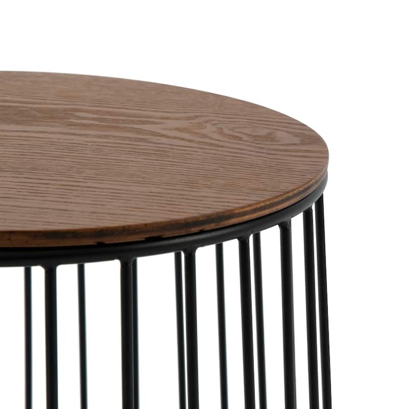 LeisureMod Runswick Modern Wood Top End Table With Metal Base - 16"