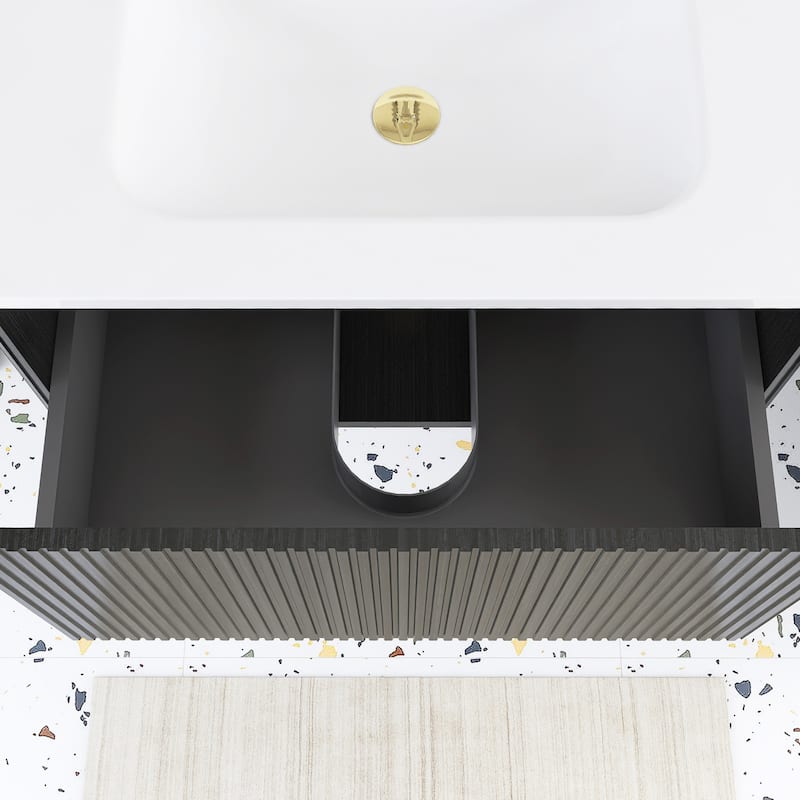 Floating Bathroom Vanity with Glossy White Integrated Ceramic Sink