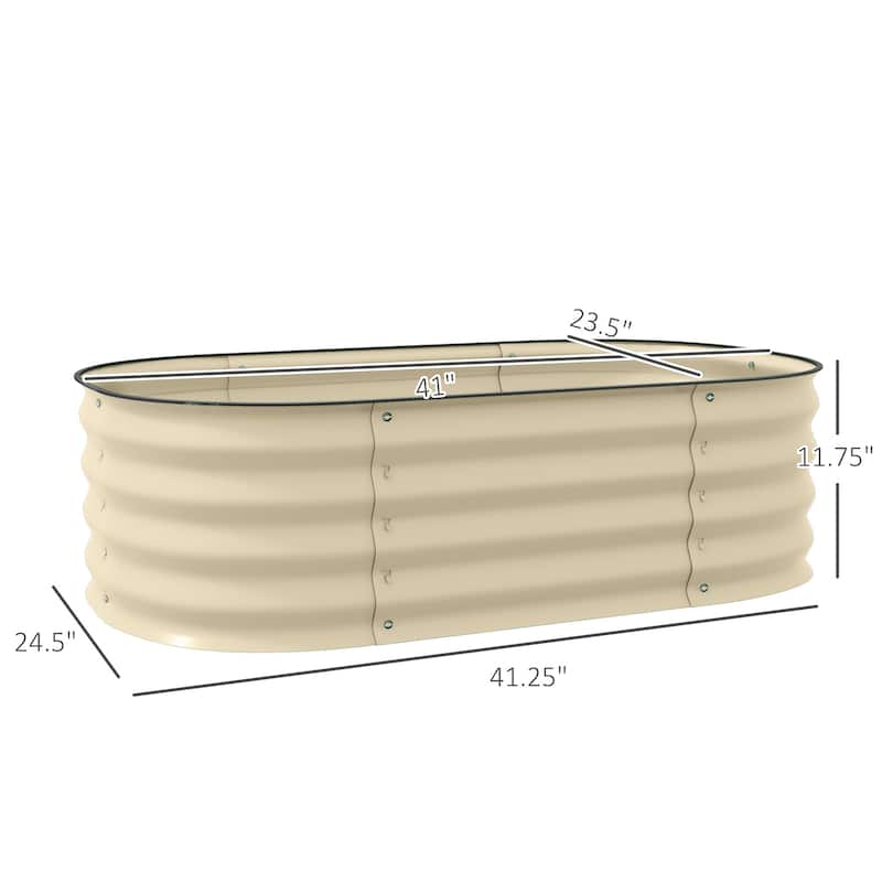 Outsunny 3.4' x 2' x 1' Galvanized Raised Garden Bed Kit, Outdoor Metal Elevated Planter Box with Safety Edging