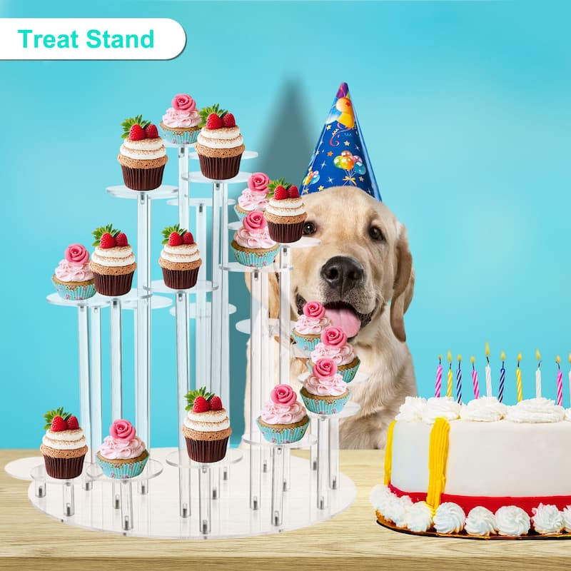 Acrylic Cupcake Stand for 24 Cupcakes Pastry Serving Platter for Birthday Party - Transparent
