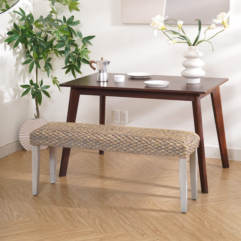 Made4Home Valencia Entryway Bench Water Hyacinth & Acacia Solid Wood - Grey