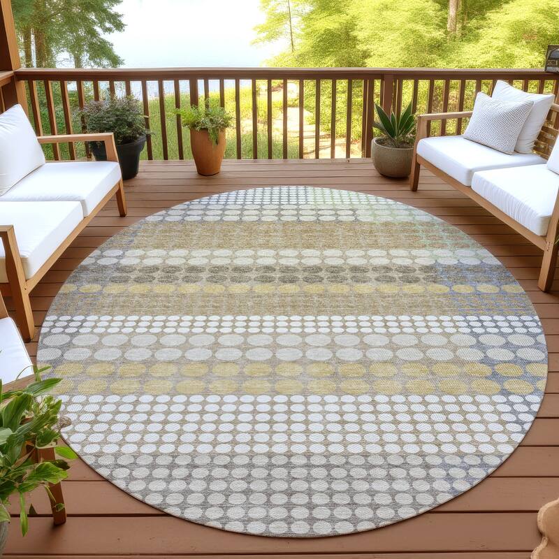 Machine Washable Indoor/ Outdoor Casual Dotty Chantille Rug - Beige - 8' x 8'