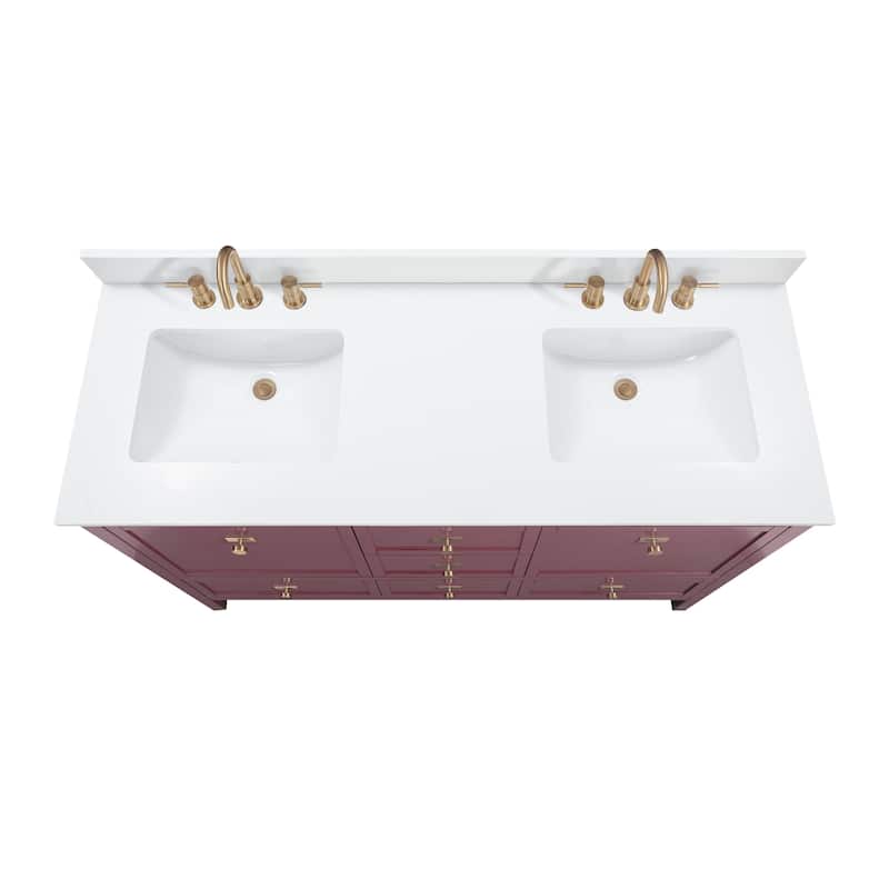 Alana Bathroom Vanity in Burgundy Red with White Engineered Stone Top