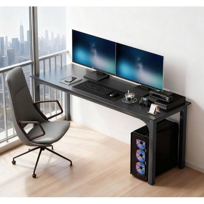 Desktop Desk with Metal Legs,Computer Desk,For Home and Office - Black