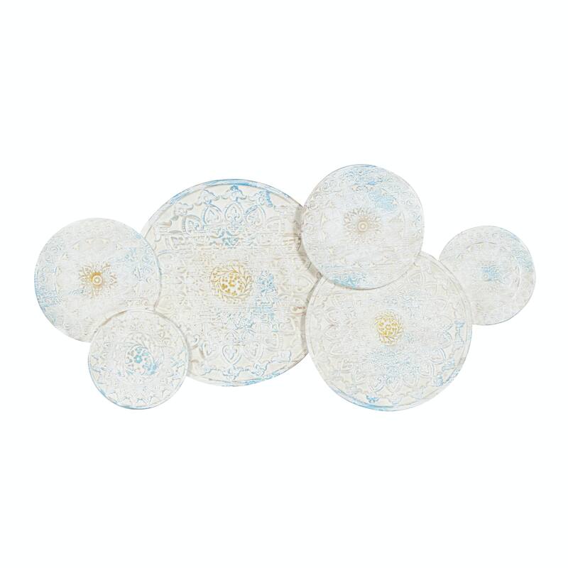 Wood Floral Intricately Carved Home Wall Decor with Mandala Design - White - Roche River Decor - White
