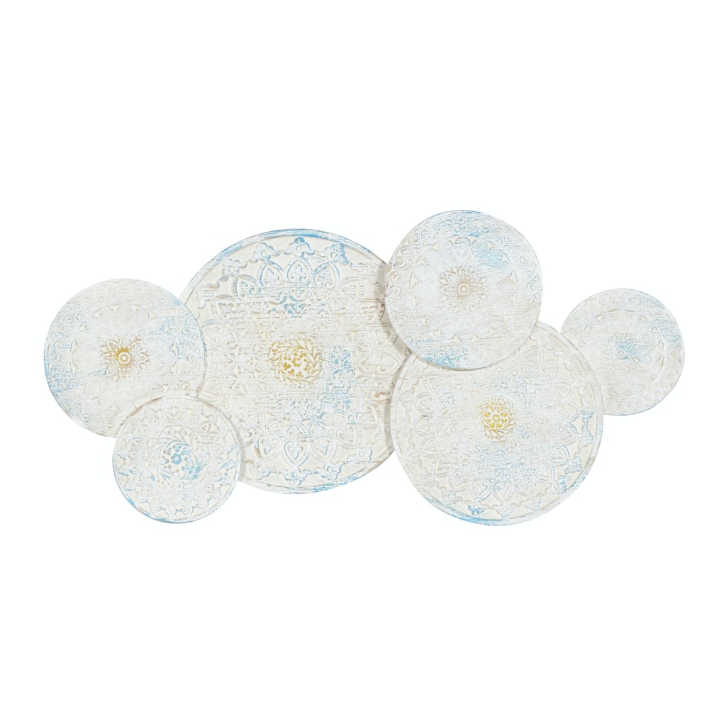Wood Floral Intricately Carved Home Wall Decor with Mandala Design - White - Roche River Decor