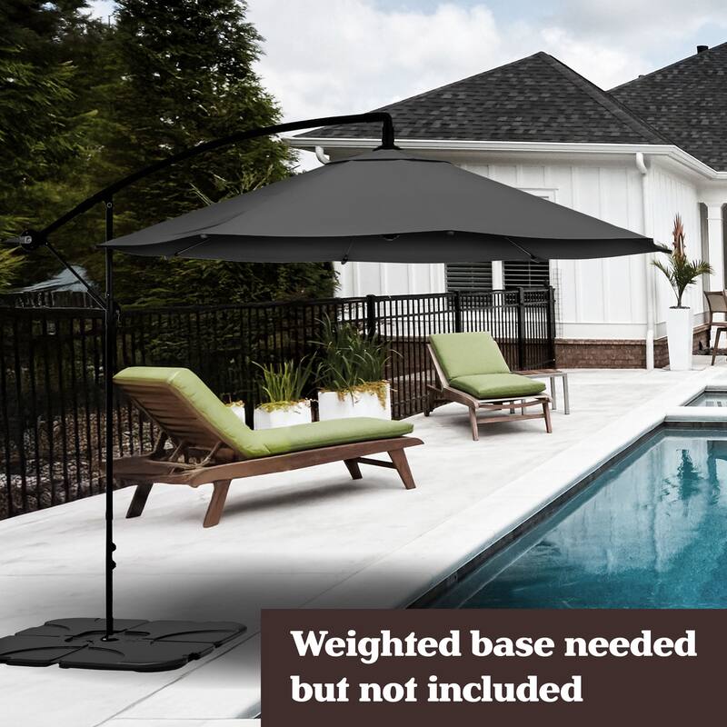 10ft Offset Patio Umbrella - 8ft Tall Hanging Cantilever Umbrella - Fade-Resistant Shade Umbrella by Pure Garden (Gray) - Gray