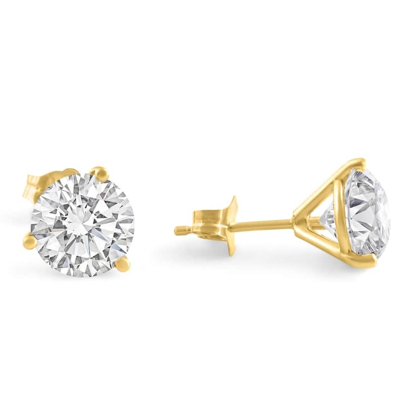 Bliss Diamond Certified 6.00CT Round Diamond Studs Yellow Gold Lab Grown Earrings