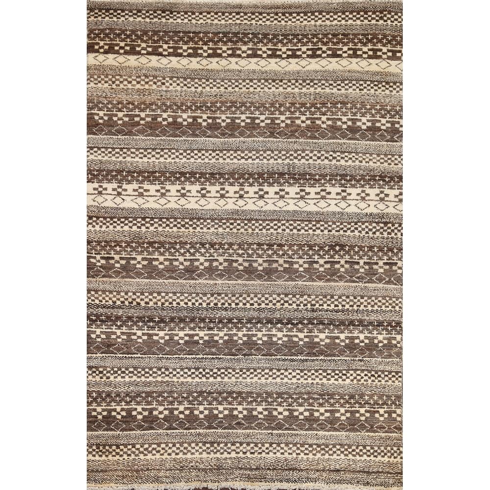 Tribal Geometric Gabbeh Kashkoli Oriental Wool Area Rug Hand-knotted - 3'2" x 5'1"