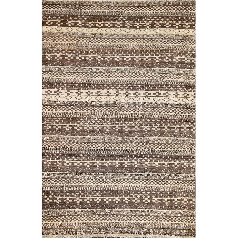 Tribal Geometric Gabbeh Kashkoli Oriental Wool Area Rug Hand-knotted - 3'2" x 5'1"