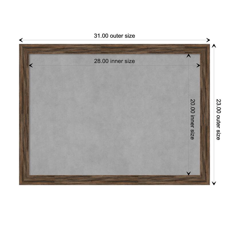 Amanti Art Regis Barnwood Mocha Narrow Framed Magnetic Board - Board Size 28x20