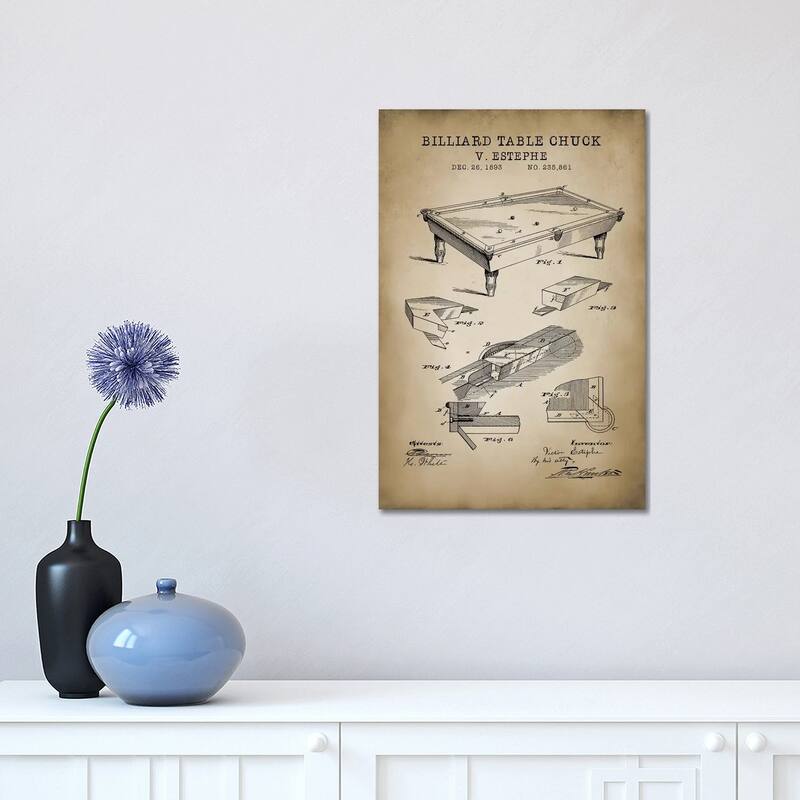 iCanvas "Billiard I" by PatentPrintStore Canvas Print - 18x12x1.5