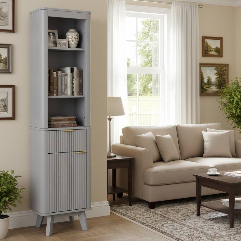 68" H Tall Bathroom Storage Cabinet with Adjustable Shelves and One Drawer & Door, Storage Cabinet for Bathroom, Living Room