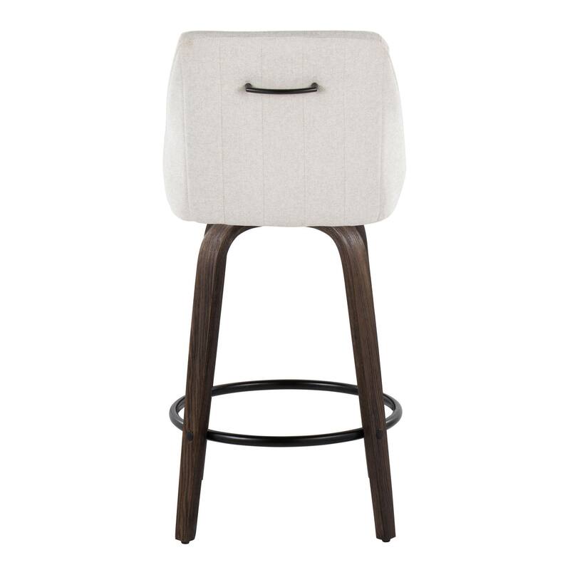 The Gray Barn Hadley 26" Fixed-Height Upholstered Counter Stool with Bent Wood Legs & Round Footrest (Set of 2)