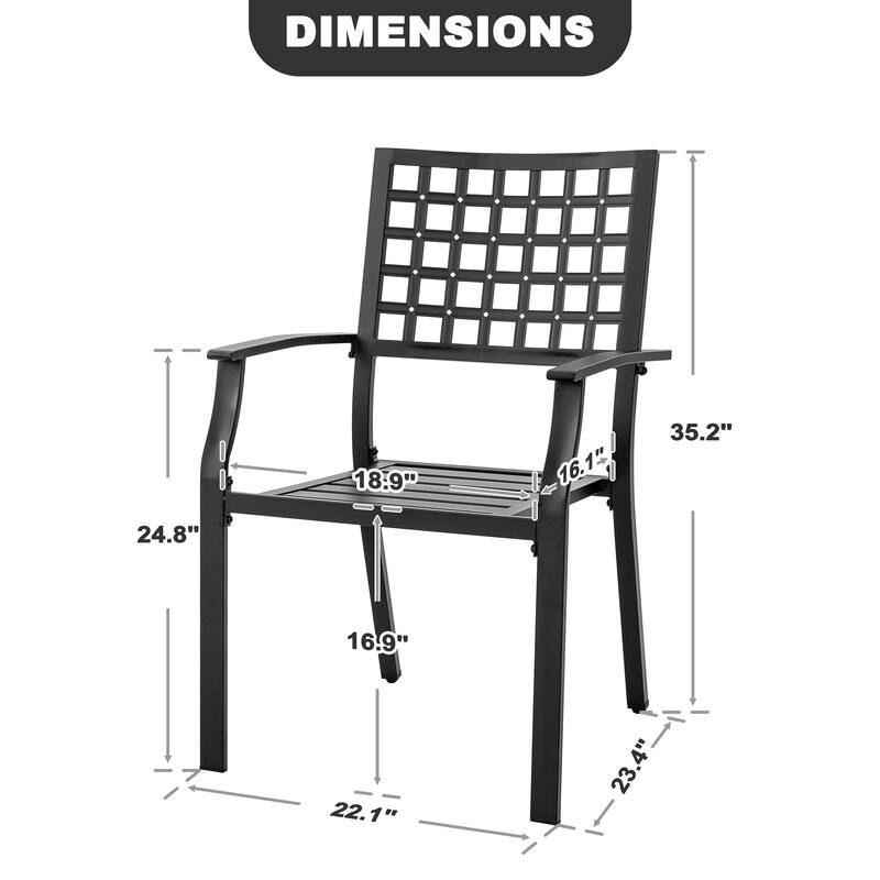Outdoor 2-Piece Dining Chair Set, Stackable Design, Black