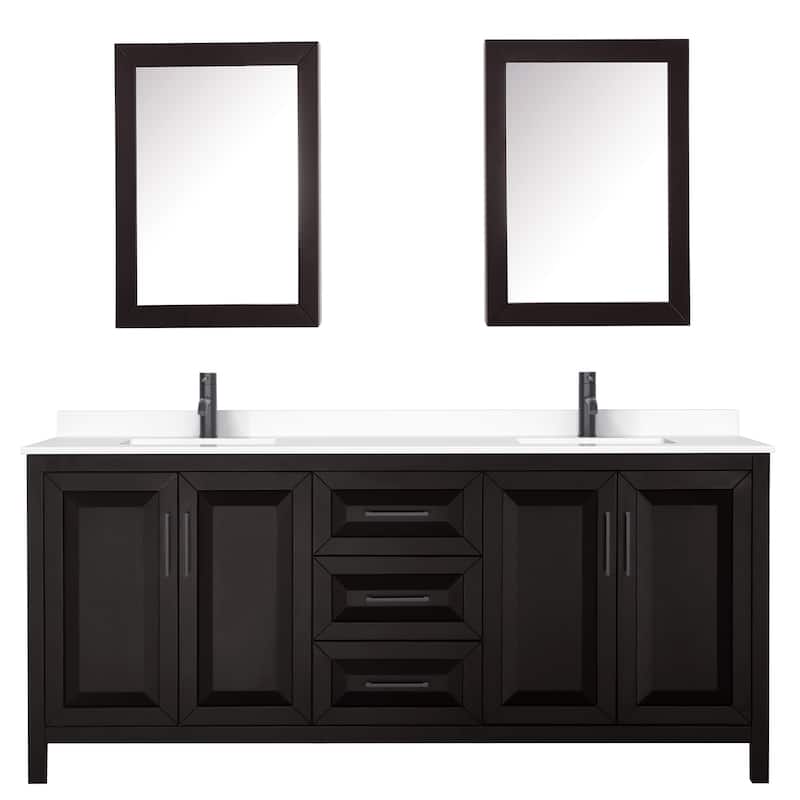 Daria 80 Inch Double Vanity, Cultured Marble Top, Medicine Cabinets