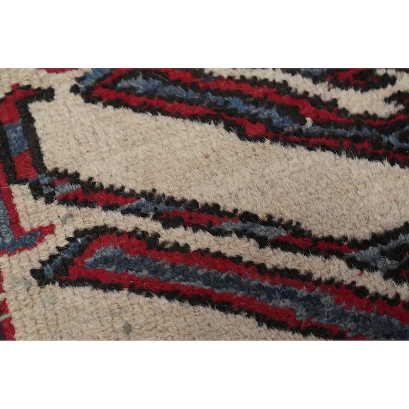 Hand Knotted Oriental 100% Wool Carpet Traditional Geometric Red Heriz Runner Rug - 10' 8'' X 3' 3''