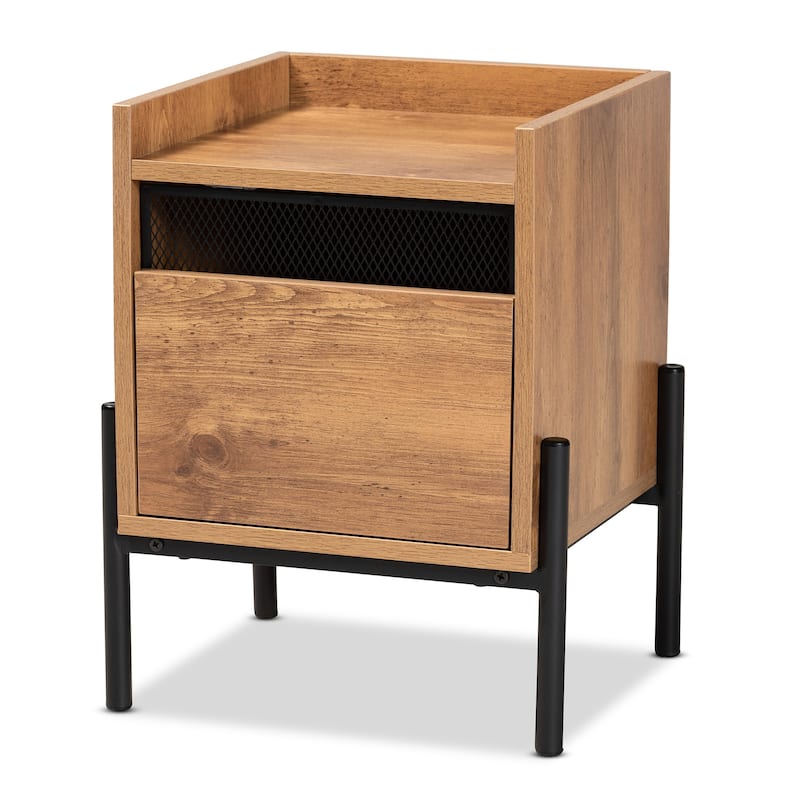 Tasman Modern & Contemporary Industrial End Table-Natural Brown - Natural Brown, Black