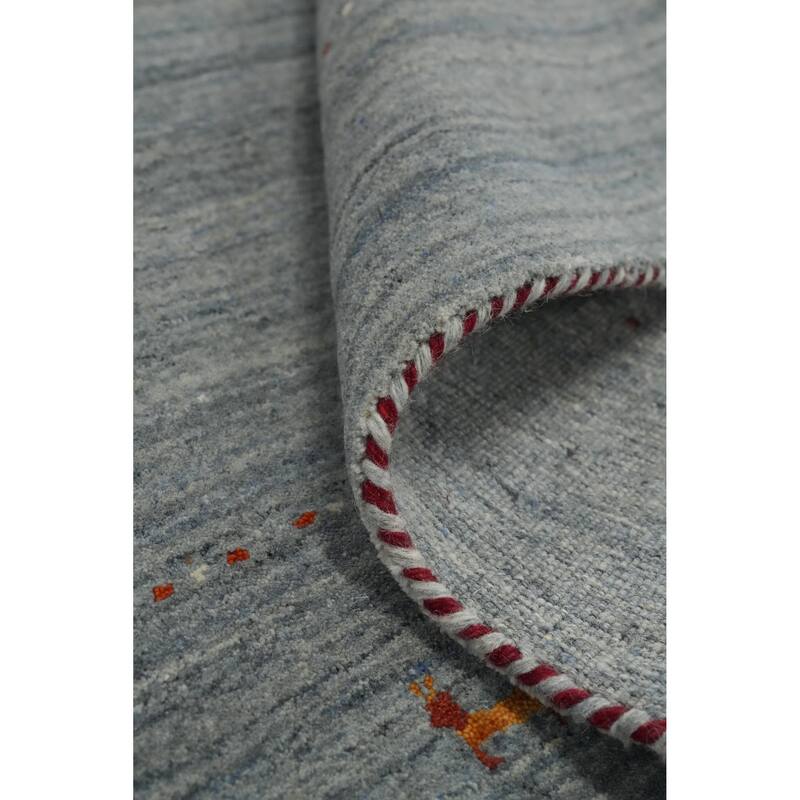 Hand Knotted Oriental 100% Wool Carpet Tribal Animal Pictorial Greys & Charcoal Gabbeh Area Rug - 9' 1'' X 9' 1''