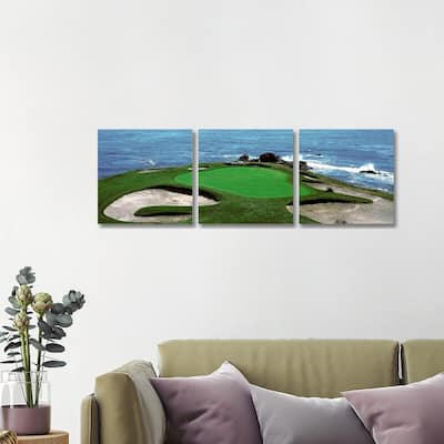 iCanvas "Pebble Beach Golf Course 8th Green Carmel CA" by Panoramic Images 3-Piece Canvas Wall Art Set