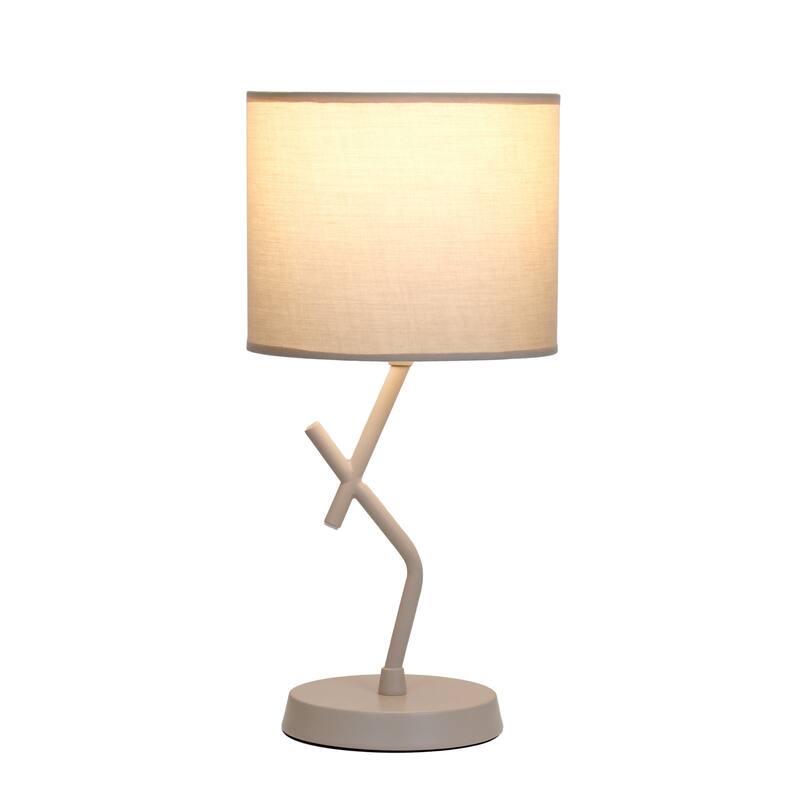 Abstract Angular Table Lamp with Drum Shade - 17" - Beige