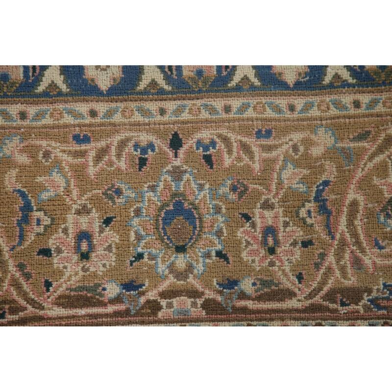 Vegetable Dye Distressed Mashad Persian Rug Antique Handmade Wool Carpet - 7'10" x 10'9"