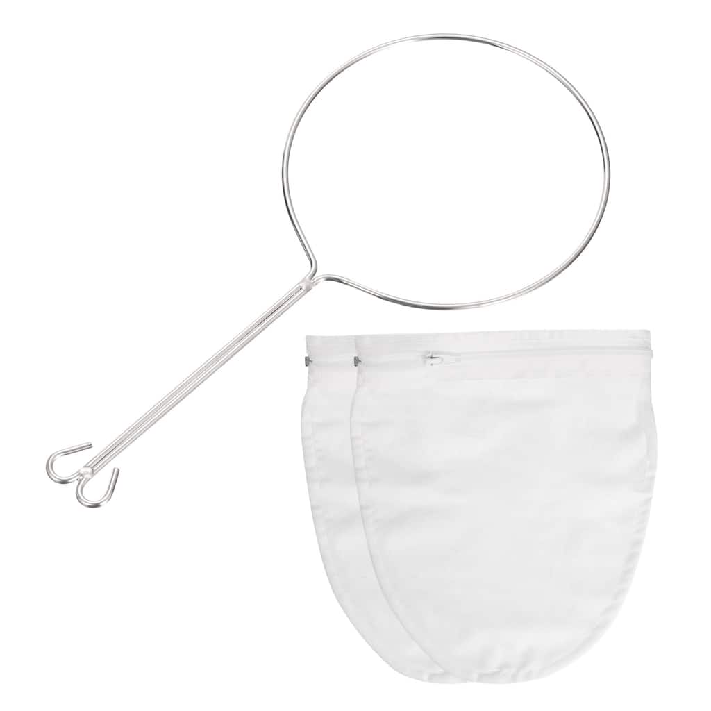 Mesh Strainer Bag, Mesh Filter Bag with Handle, Small Nut Milk Bags - White